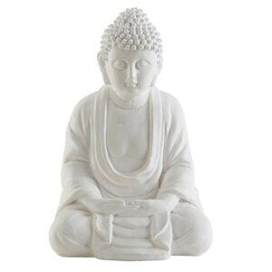 Sitting Buddha Statue: White Cement Buddha Statue for Home or Office; Great Reli